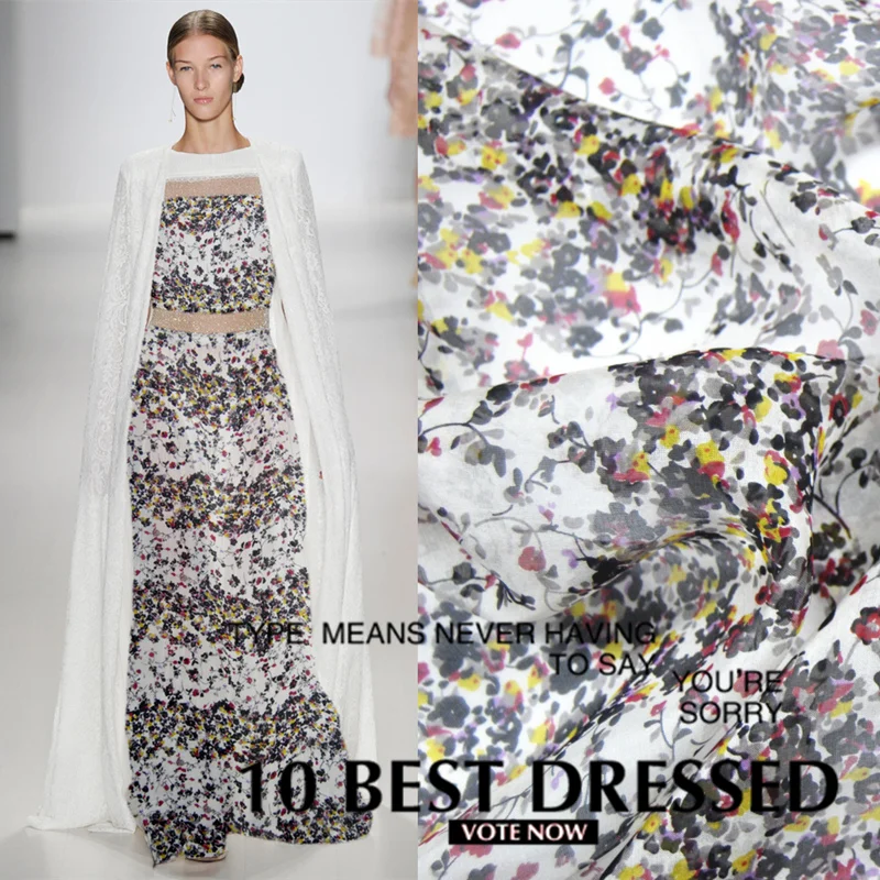 LEO& LIN полосатый цветочный весна и лето шелк шифон рубашка платье ткань Baotou(1 метр