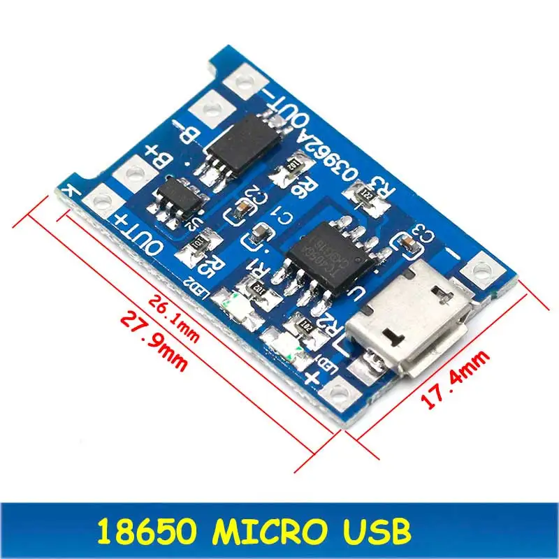 Type-c/Micro USB 5V 1A 18650 TP4056 модуль зарядного устройства литиевой батареи зарядная плата с защитой двойные функции 1A li-ion - Цвет: 18650 MICRO