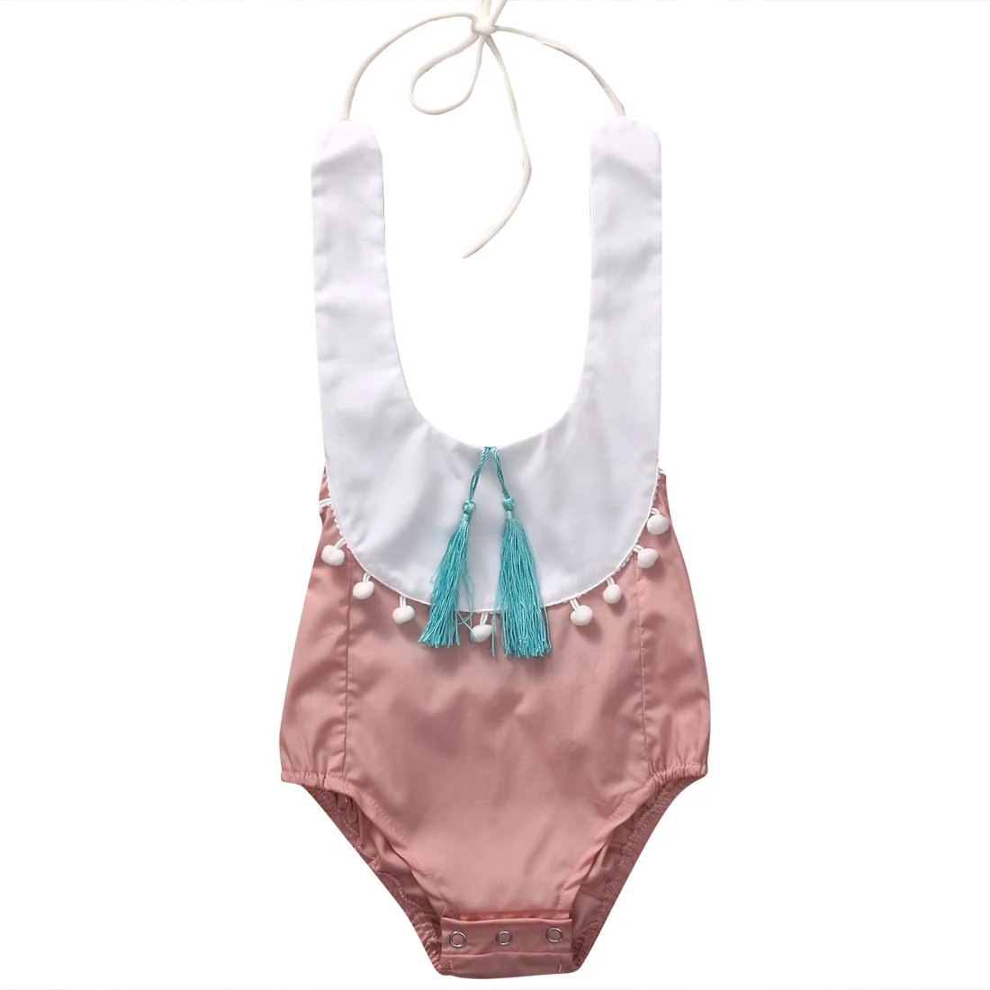 Newborn Infant Baby Girl Bodysuit little ball Tassel backless