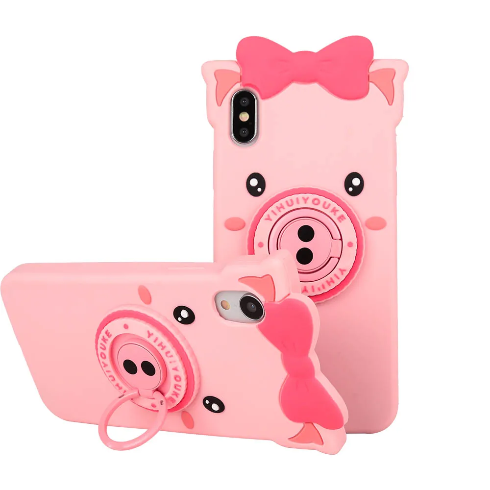 

Haissky Cute Cartoon Pig Silicon Case for iPhone Xs Max XR X Soft Rubber Silicon Back cover for iPhone 6 6S 7 8 Plus Coque Capa