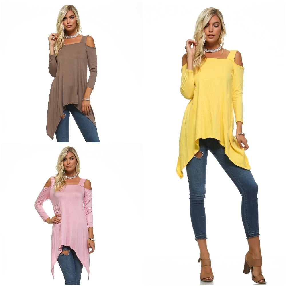 Isaac Liev Women's Wide-Strap Cold Shoulder Sharkbite Tunic (1)