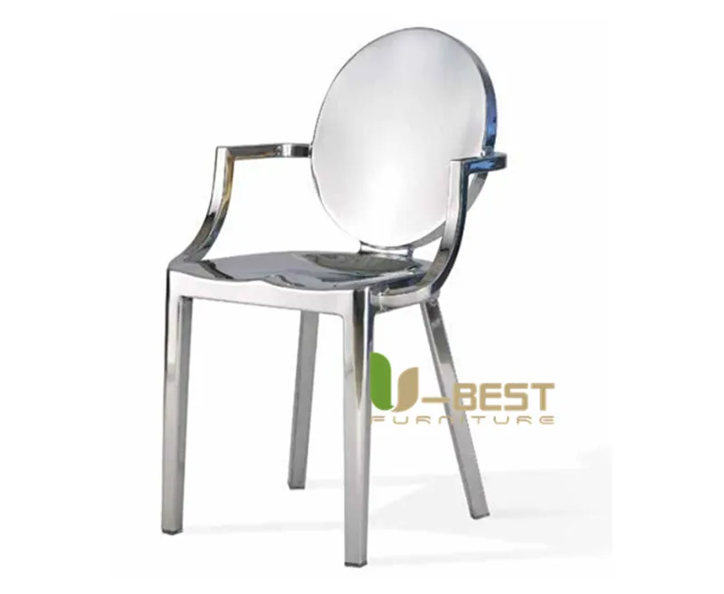 Free shipping U-BEST newest design wholesale round back kong metal stainless steel dining chair
