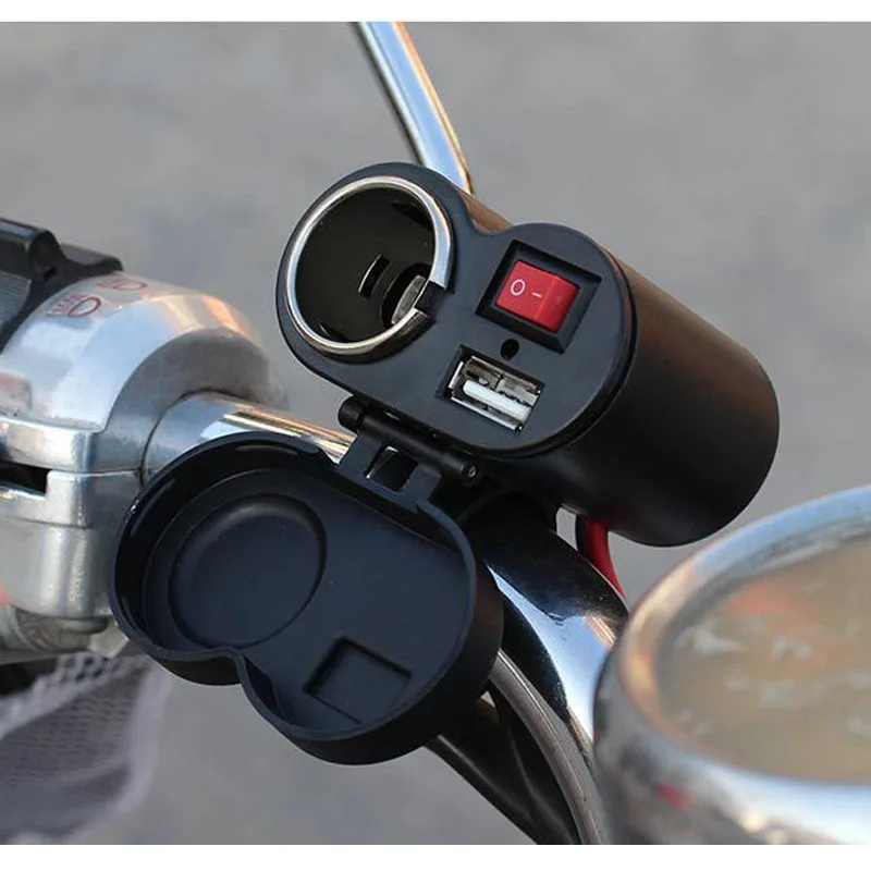 

12V Car Motorcycle Bike Waterproof Cigarette Lighter USB Power Charging Socket New