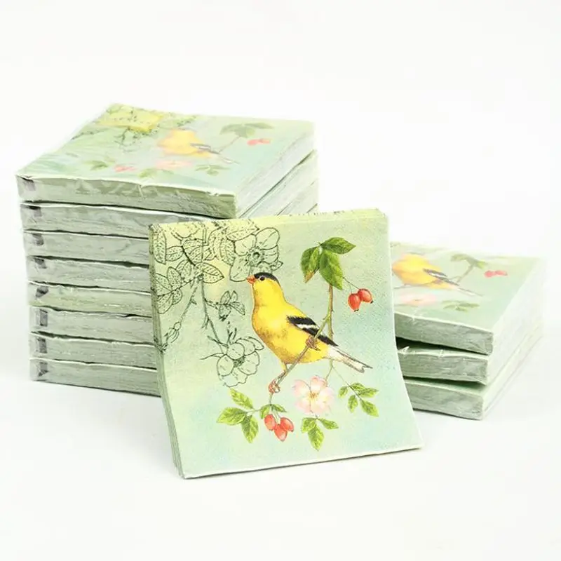 Cocktail Paper Napkins 20pcs 25x25cm 3 ply green paper napkins for