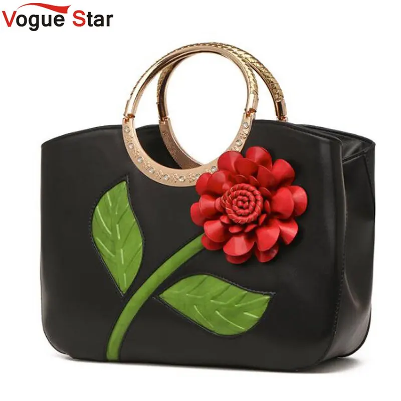 

2018 new Famous Brands women top-handle bags PU leather shoulder bag Ladies Handbags rose flower design bolsa feminina LB869