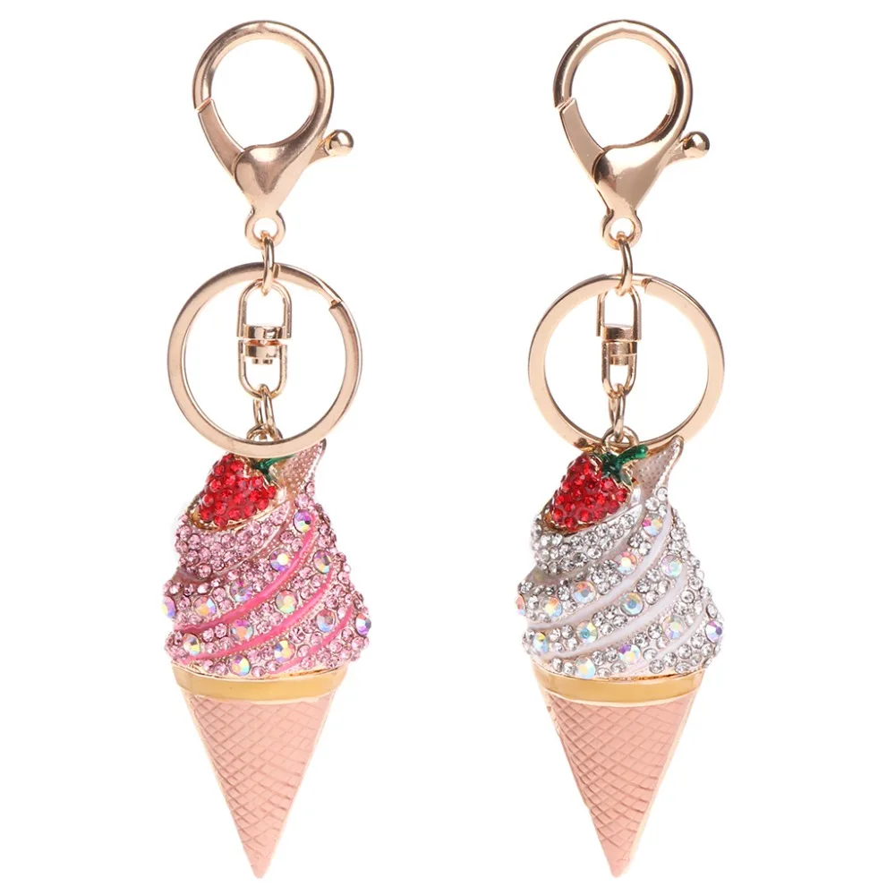 

Key Ring Cute Ice Cream Strawberry Keychain Jewelry Bag Pendant Gifts Decoration