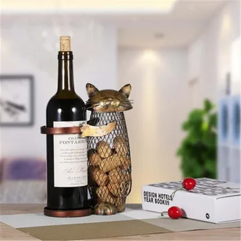 

American Iron Art Wine Rack Mesh Cat Dual Purpose Rack Bottle Stopper Jar Do Old Craftwork Wine Cabinet Ornaments X1326