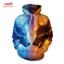 Бионический узор с головой волка 3D цифровая печать Толстовка охотничья куртка средней толщины