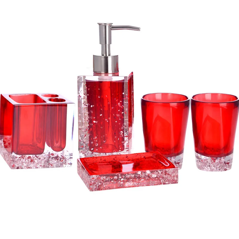 

5Pcs/Set Resin Bathroom Accessories Hotel Douche Cup Tooth Brush Holder Set For Bathroom For Soap Box Decoration