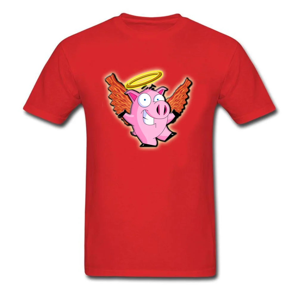 Heavenly Bacon Summer Autumn 100% Cotton Fabric Crew Neck Tops Shirt Short Sleeve Printed Tee-Shirts Brand New Summer T Shirts Heavenly Bacon red