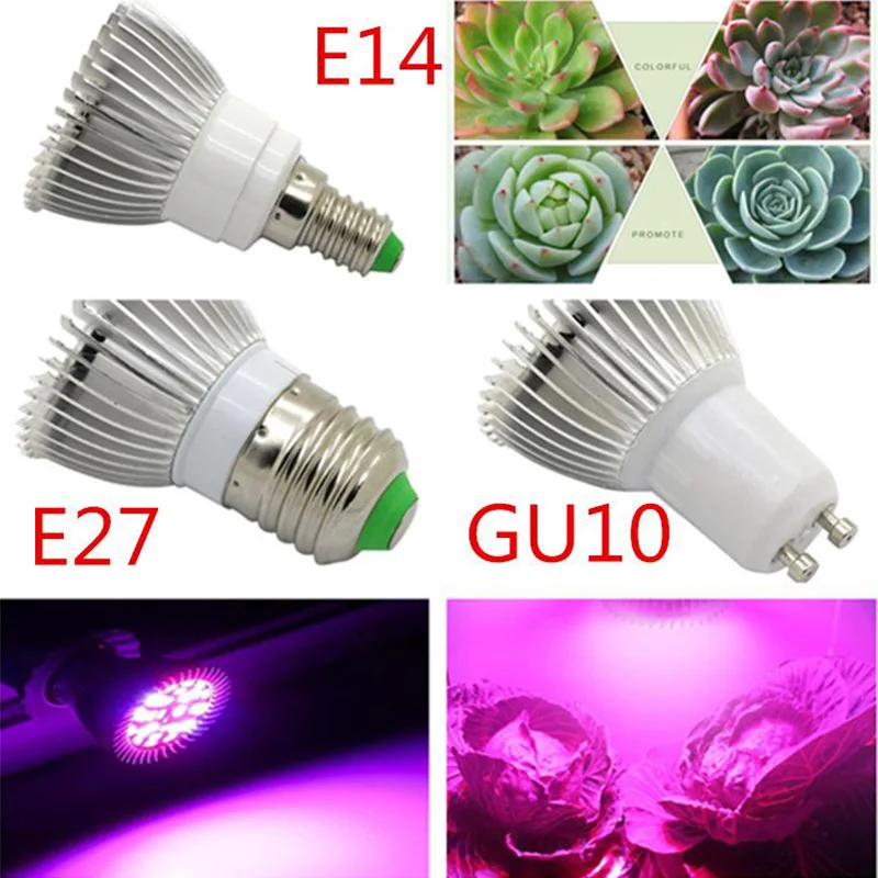 E17 E27 GU10 светодиодный роста растений лампы 18 W 28 светодиодный Grow Light для комнатное растение овощ с грядки цветок гидропоника, полный лампа полного спектра