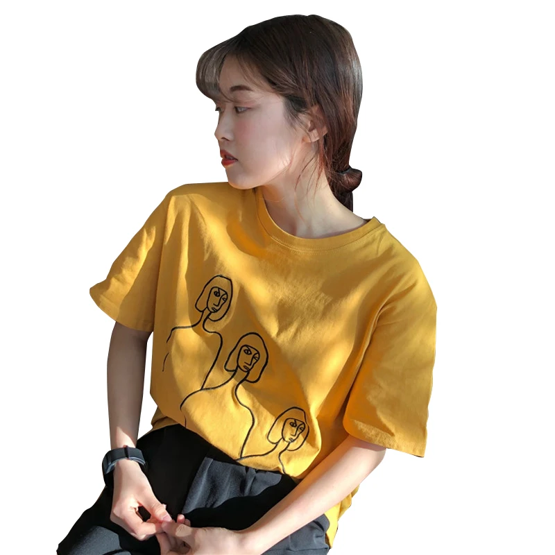 YouGeMan Spring Summer T-shirt Femme 2019 Korean Style Ulzzang Harajuku Bf Cartoon Lovely Short Sleeve T-shirts For Women Tees YouGeMan Spring Summer T-shirt Femme 2019 Korean Style Ulzzang Harajuku Bf Cartoon Lovely Short Sleeve T-shirts For Women Tees
