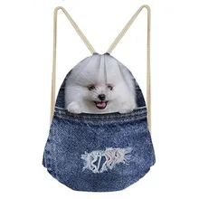 NOISYDESIGNS 3D синие джинсы карман шаблон печати Для мужчин шнурок рюкзаки Mochila Infantil для девочек милые животные школьная сумка