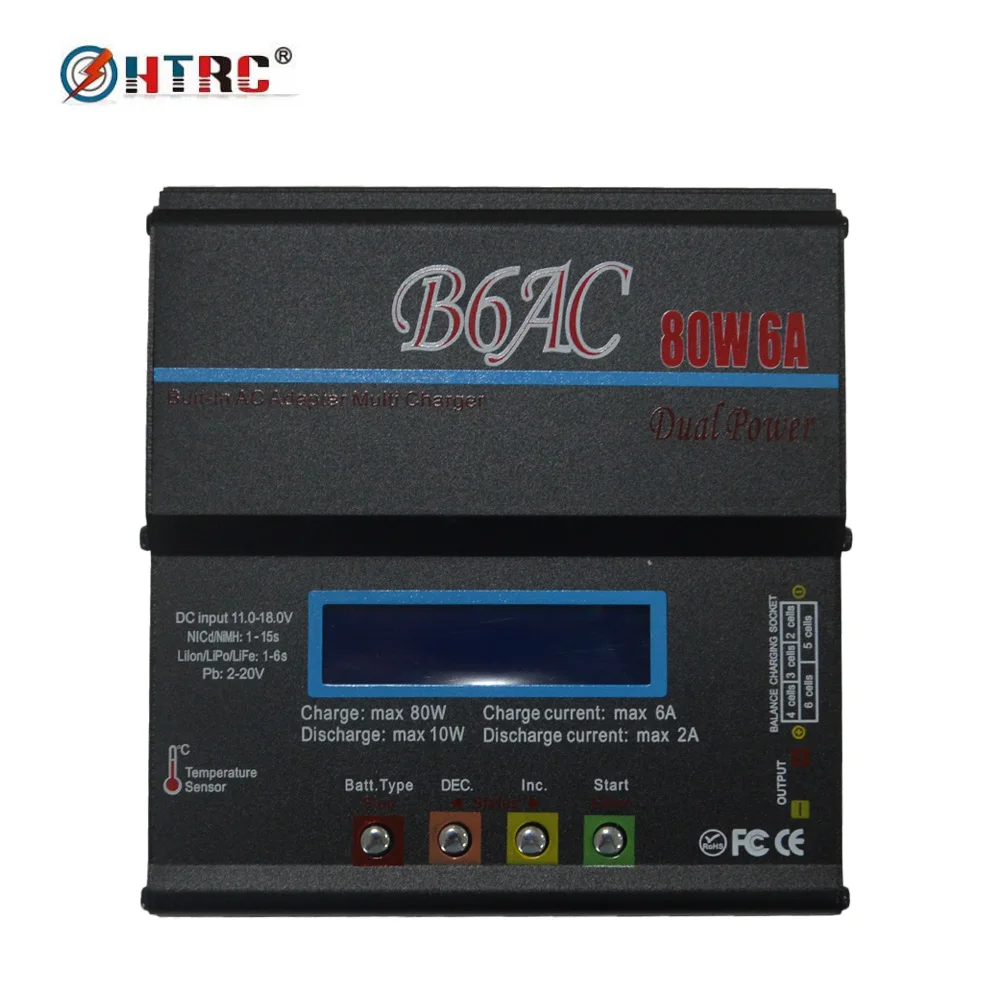 HTRC B6AC 80W 6A RC Balance Charger Discharger for 1 6s LiPo LiFe Lilon font b