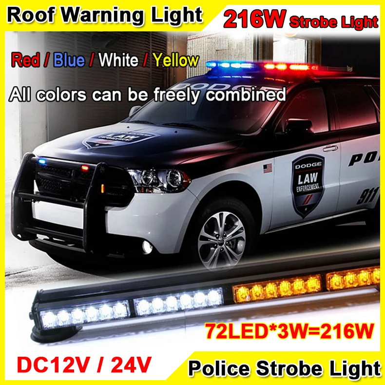 216W Super Bright Car Roof Led Strobe Lights Bar Police Emergency