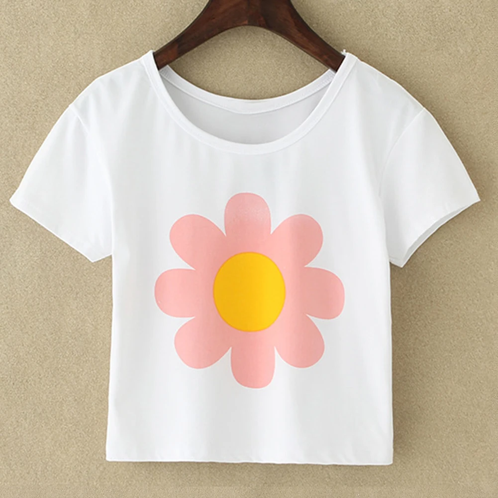 

2019 Summer Style Girl T shirt Cartoon Cat Flower Lip Print Casual Women T-shirt Short Sleeve White Tee Ladies Harajuku Tops