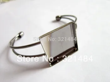 

Wholesale 100piece/lot 25mm Square Caps Gunmetal Black Cameo/Cabochon Setting Bezels Brass Cuff Bracelet Blanks