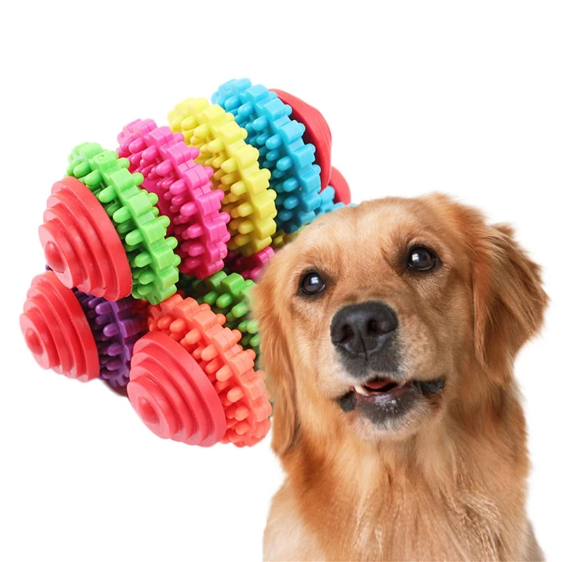 TPR Rubber Colorful Dog Chew Toy Dogs Gear Swivel Pet Tooth Cleaning