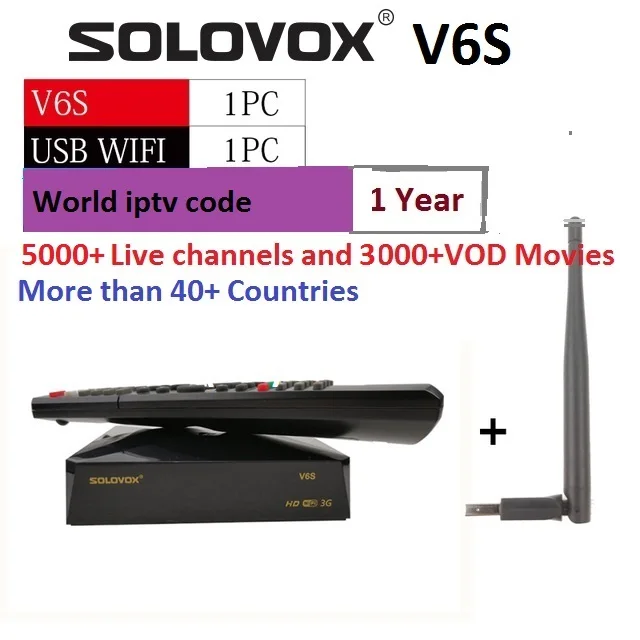 

SOLOVOX V6S DVB-S2 HD Satellite IPTV TV Box 4000+Live/2000+VOD channels Support M3U CCCAM Xtream For Global Satellite Receiver