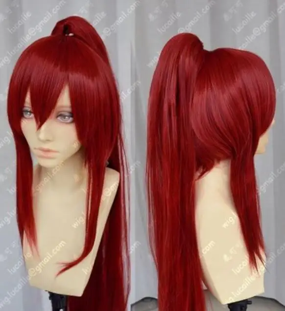 

High Quality Anime Fairy Tail Erza Scarlet 100cm Long Ponytail Cosplay Wig E064