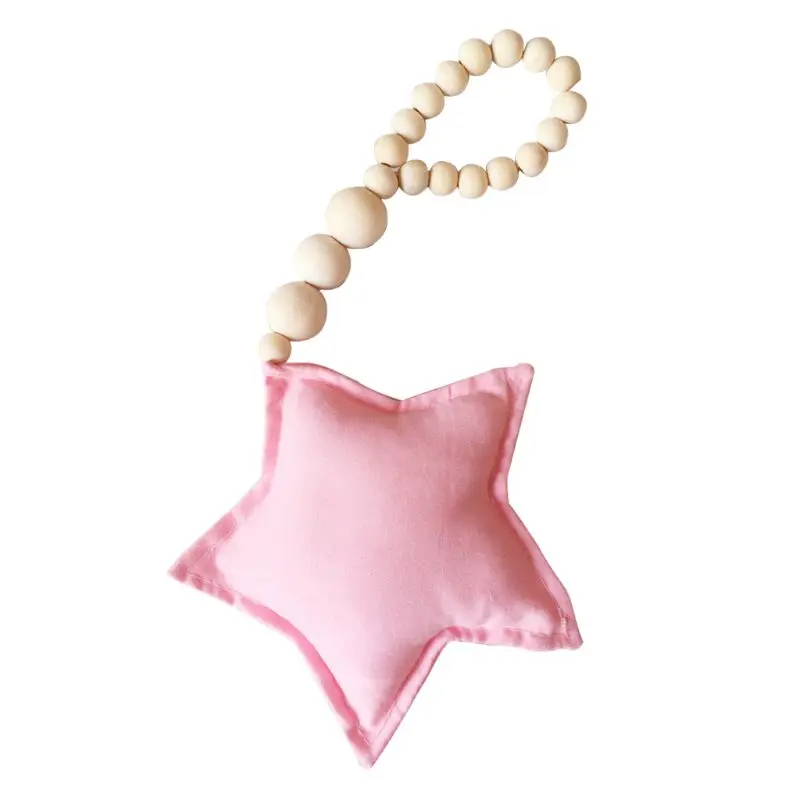 Детские струны игрушки на кроватку украшения для навеса детский кулон деревянные бусины - Цвет: Розовый