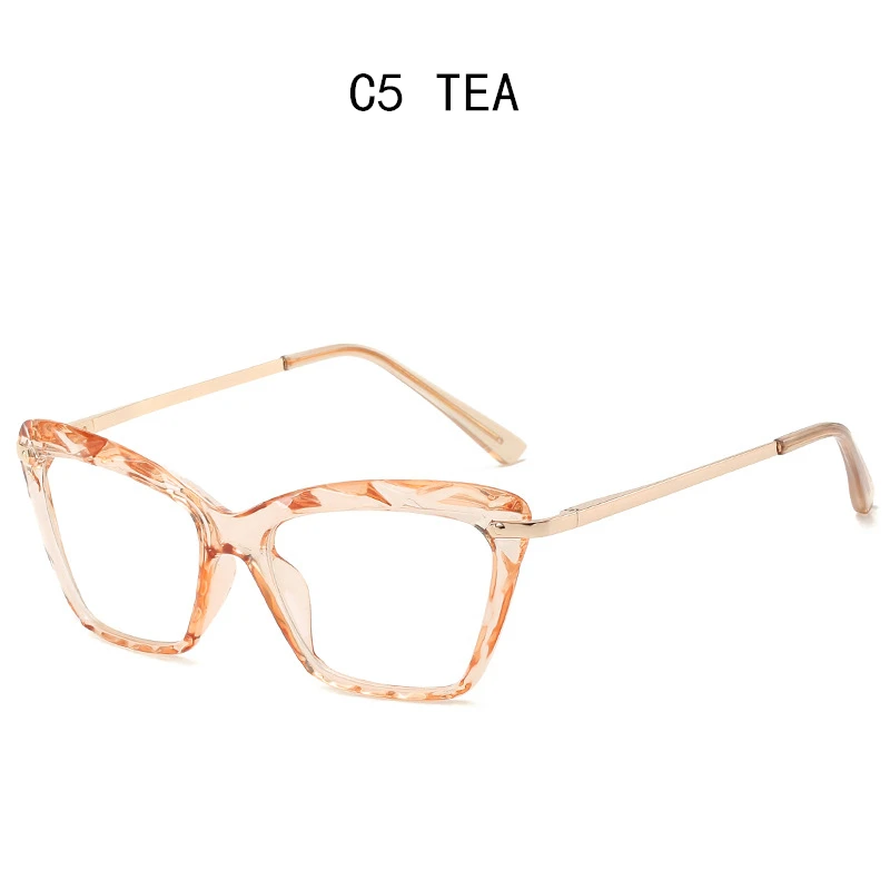 Fashion Square Glasses Frames Fir Women Trendy Brand Sexy cat eye Glasses Frame Optical Computer Eyeglasses oculos Armacao - Цвет оправы: Tea