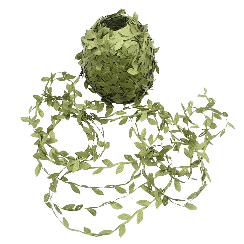 20 Meters Silk Leaf Rattan Green Leaves Artificial DIY Wreath Garland for Wedding Decoration Gift Scrapbooking Craft Fake Flower