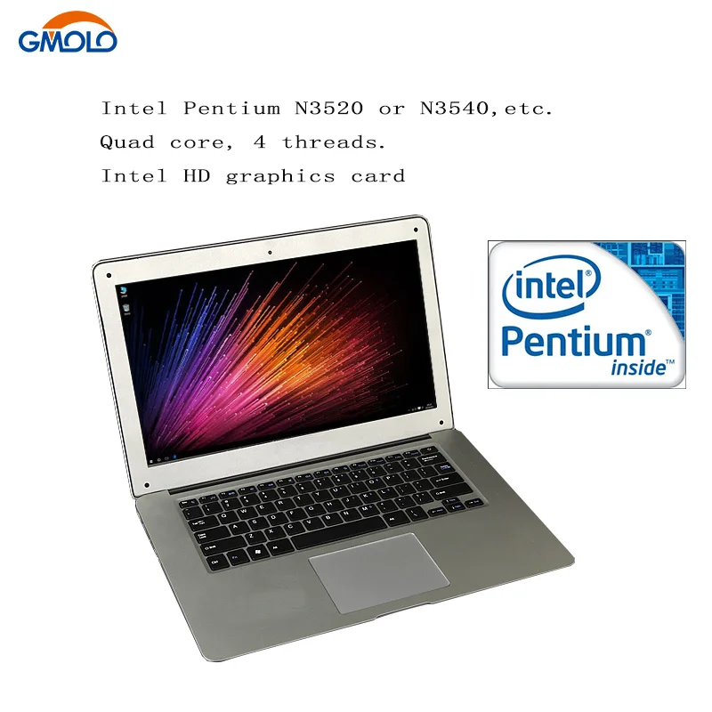 Ультратонкий ноутбук бренда GMOLO 14 дюймовый экран HD Pentium N3520 8 ГБ ОЗУ 1 ТБ HDD