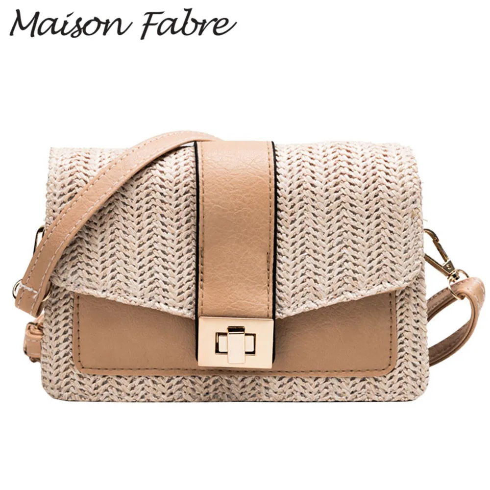 

Maison Fabre bag women Straw crossbody bag 2019 Woven Vintage shoulder bag Strap Square handbag Summer ladies casual Handbags