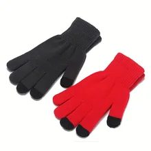 Fashion Female Wool Knitting Touched Screen Gloves Winter Women Warm Full Finger Gloves Stretch Warm Guantes Knit Mitten