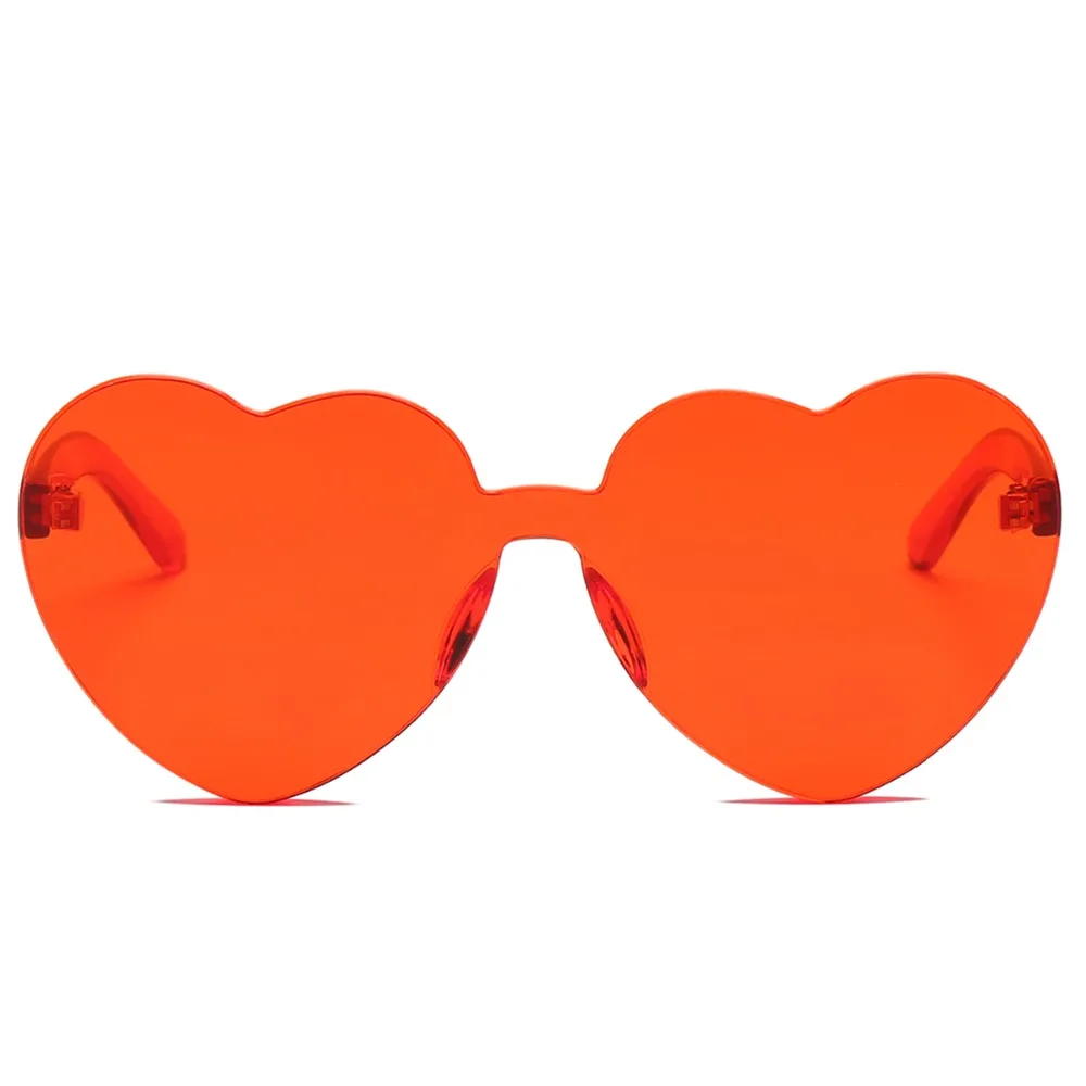 Женские солнцезащитные очки Love Heart без оправы, Модные прозрачные цветные солнцезащитные очки