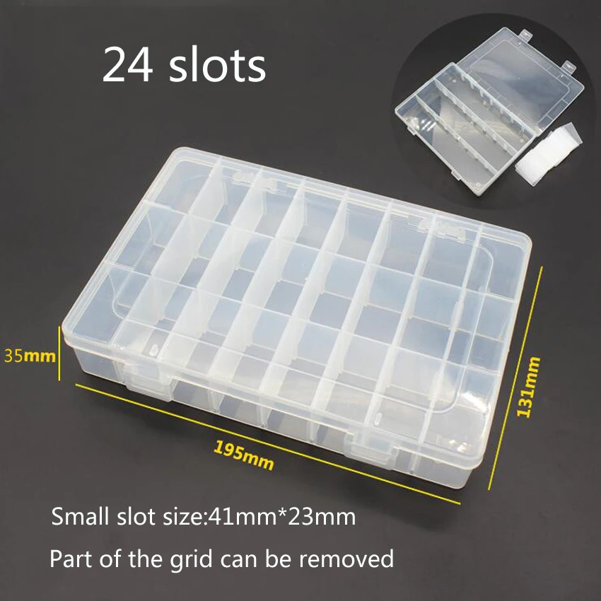 1PC New 24 Slots Cells Portable Jewelry Tool Box Container Ring Electronic Parts Screw Beads Component Storage Box