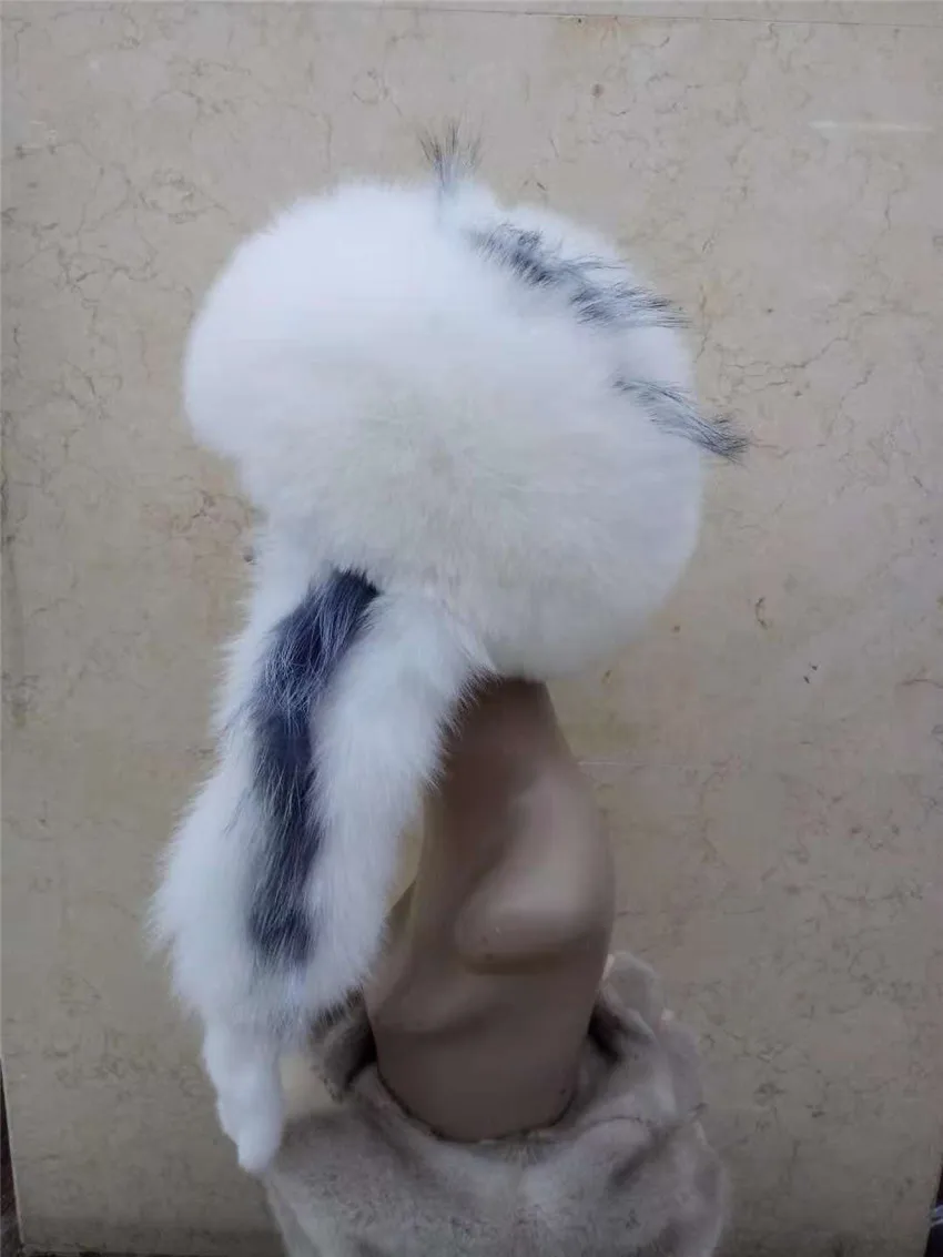 Дизайн, шапки из лисьего меха с мехом кролика Рекс, меховые шапки с меховым шарфом, Стильные Шапки-бомберы, зимние теплые головные уборы