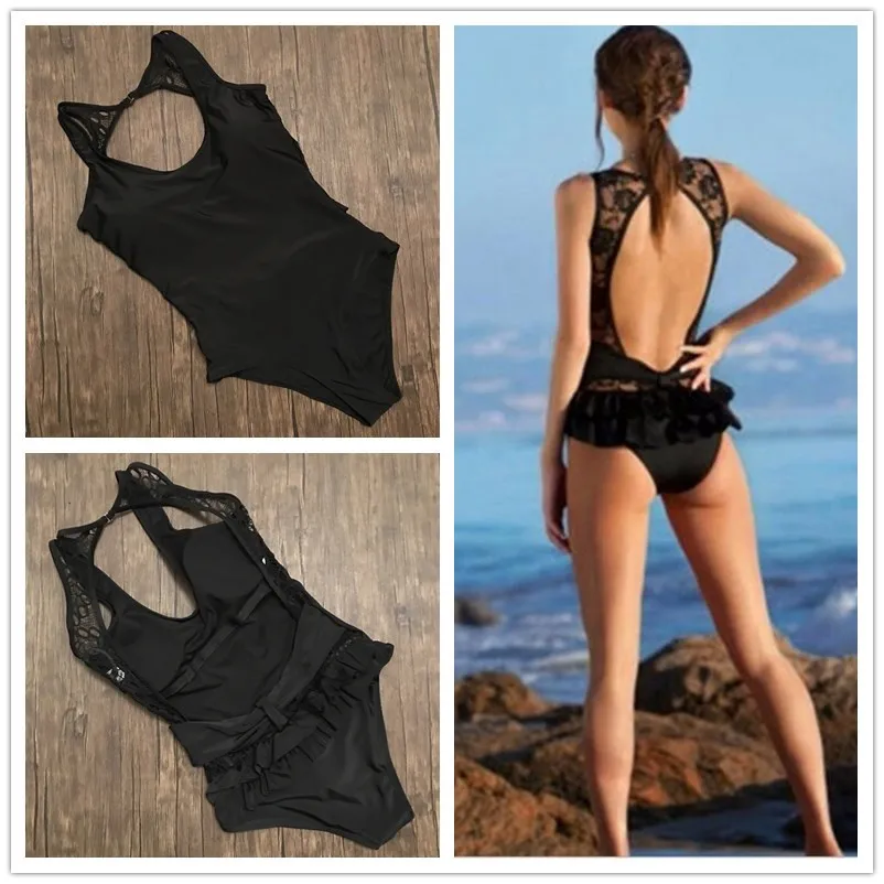 

KEENEST 2017 Swimsuit Black Sexy Monokini One Piece Swimsuit Beach Wear Swimwear Women Bathing Suits Swimming Suit Women
