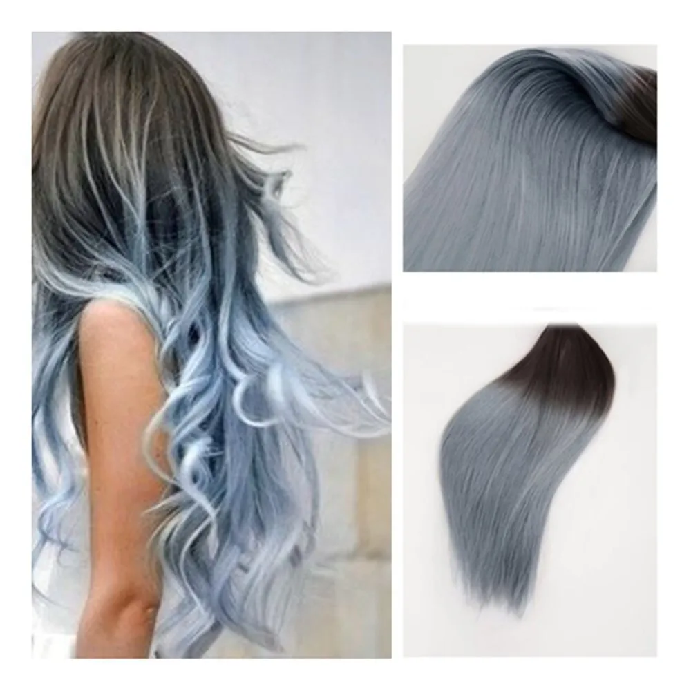 Balayage Pita Di Rambut Ekstensi Warna 1B Penuh Bersinar Perak Abu