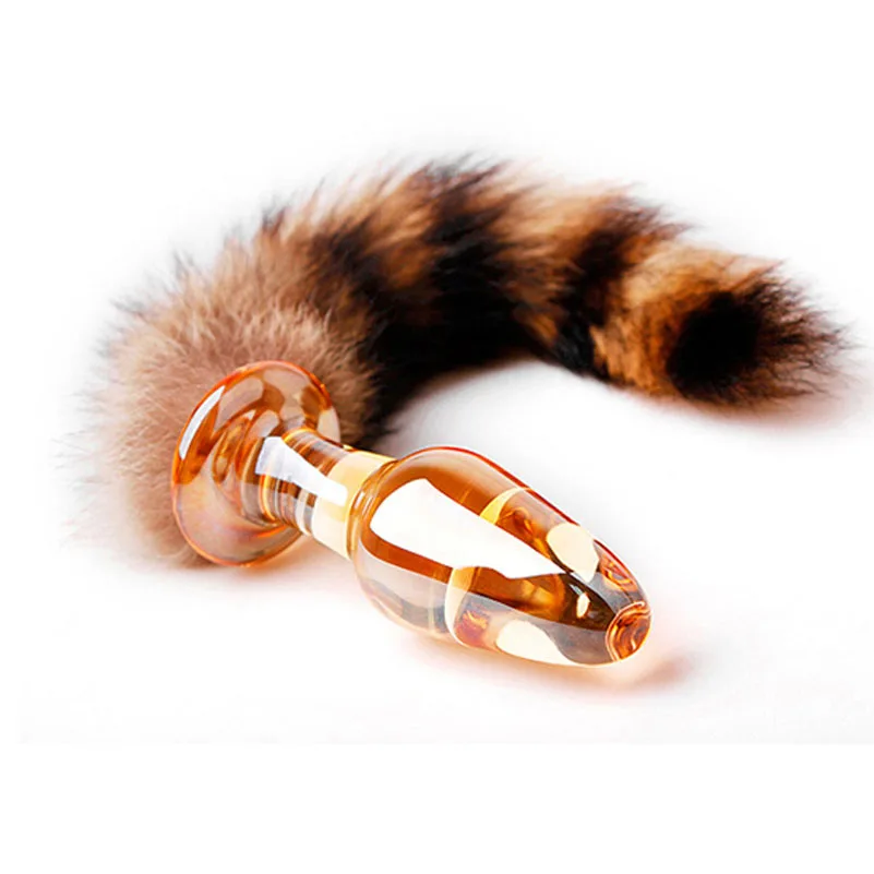 Fetish Cosplay Fox Tail Glass Anal Plug Sexy Crystal Bullet