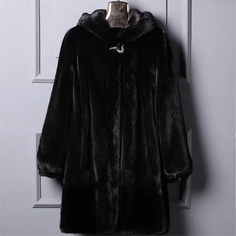 

Faux Fur Coats Plus Sizes Women Imitation Mink Fur Coat With Hood Female Winter Thick Warm Fur Jacket For Mother 5XL A3765