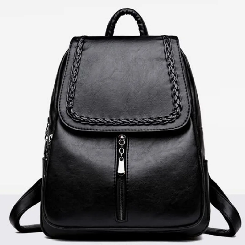 

100% Genuine Leather Women Backpacks 2018 New Female Rucksack waterproof Large Capacity Travel Style Black anti theft backpack