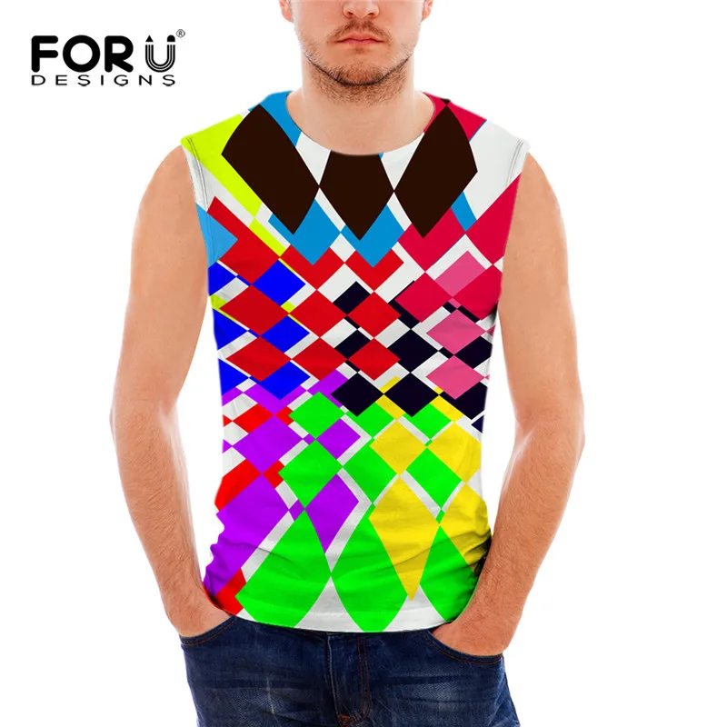

FORUDESIGNS Bodybuilding men tank top stringer Vest Male Fitness gyms Colorful Stringer sportswear Undershirt Round Neck Elastic