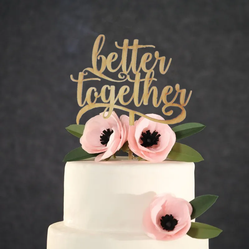 

Wooden Better Together Rustic Wedding Cake Topper Birthday , Anniversary Topper for Cake Accessory Wedding Decoration