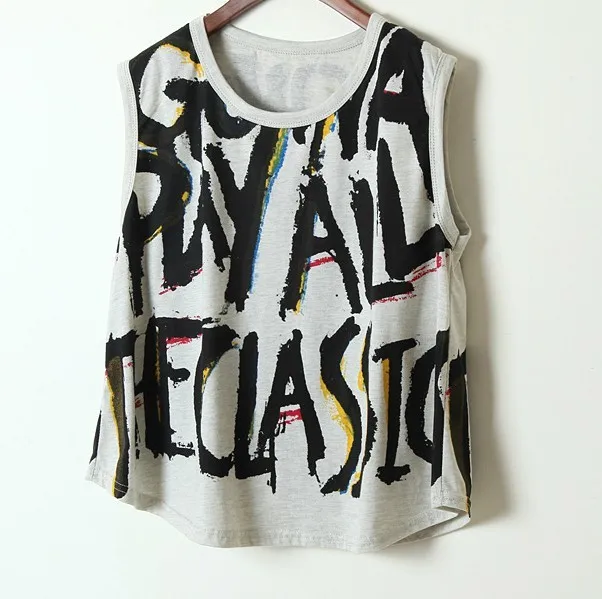 

New 2013 Summer women Retro big letters loose cotton vest womens sleeveless T-shirt women dress Free shipping 218