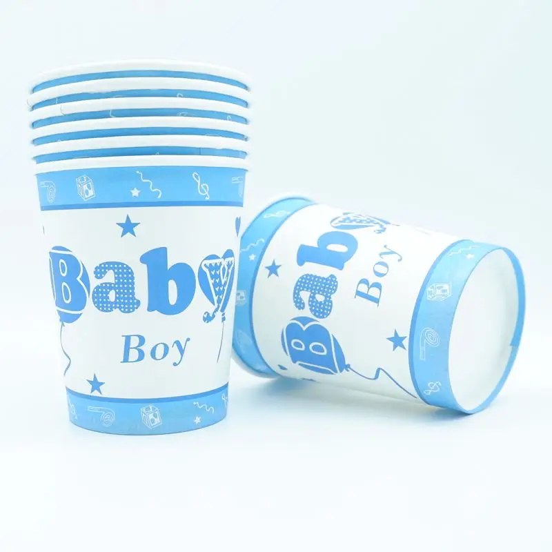 

10pcs/lot Baby Boy Paper Cups Disposable Tableware Wedding Birthday Decorations Baby Shower Theme Festival For Kids