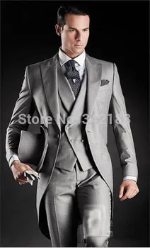 Skup Najlepiej Sprzedający Się Piękne światło Szary Rano Garnitury Groom Smokingi Garnitur/wester Suitswedding Męskie Ubrania
