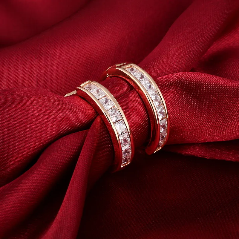 Женские круглые серьги кольца с фианитами свадебные украшения|hoop earrings for women|fashion