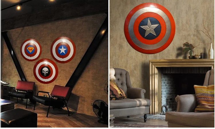 Estartek Ретро металлический Железный человек Marvel шлем Тор молот Капитан Америка щит Настенное подвесное украшение на стену для веера подарок на праздник