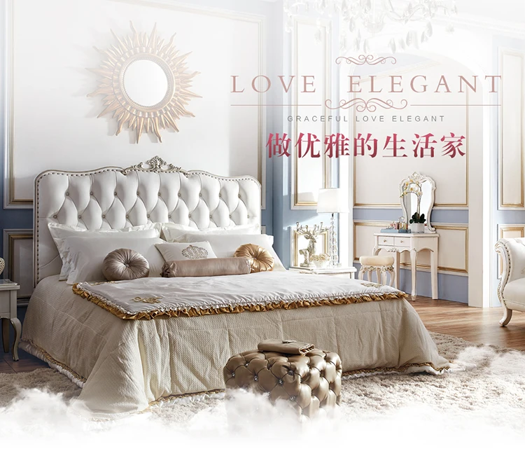 European Style Luxury French Double Beds Antique, 1.8 Meters Solid Wood Princess Bedroom Furniture Bedside Tables European Style Luxury French Double Beds Antique, 1.8 Meters Solid Wood Princess Bedroom Furniture Bedside Tables