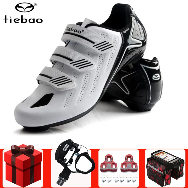 

Tiebao Road Cycling Shoes men add pedal set sapatilha ciclismo Breathable Riding Racing Athletic Autolock Bicycle Bike Shoes