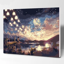 Тихая ночь и фейерверк Сделай Сам картина по номерам ручная роспись маслом гостиная домашний Декор стены произведение искусства 40*50 см