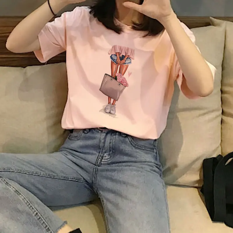 

Women Clothes 2019 Harajuku Vogue Thin Section T Shirt Leisure Streetwear Teenage Girl Aesthetic Tshirt Comfortable Women Tops