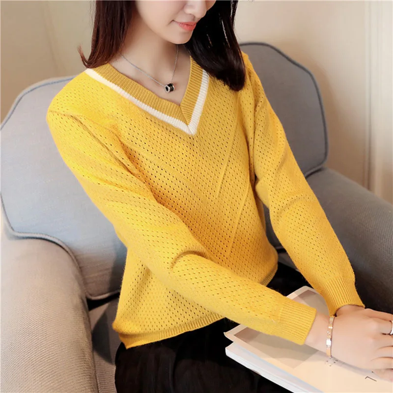 

2018 Spring Fashion Pullover Women Cotton Elegant Long Sleeve Black Sweater Striped Knit Pull Femme Luxury Knitwear Fashion Pull